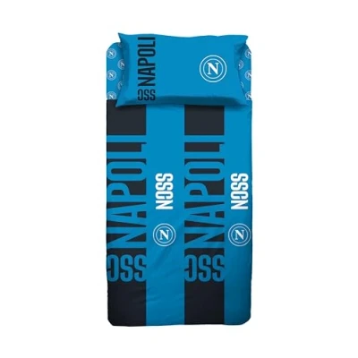Immagine di hermet SSC Napoli Set Lenzuola Letto Singolo In Cotone, Completo Una Piazza, 100% Lenzuolo sopra + Con Angoli Federa, Prodotto Ufficiale