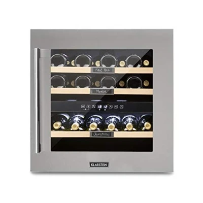 Immagine di KLARSTEIN Cantinetta Vino Design, Refrigerata a Zona Doppia per Rosso, Bianco e Birra, Controlli Touch, Frigo Esterno/Interno, 5 22C, 85L, 36 Bottiglie
