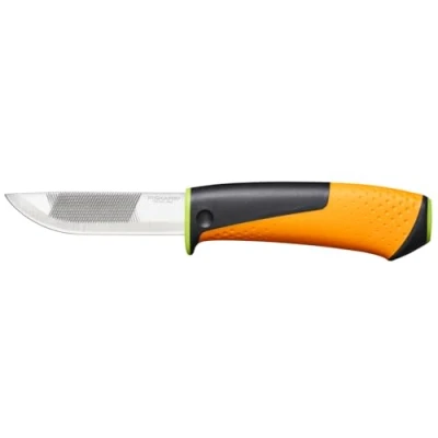 Immagine di Fiskars Coltello professionale, Include fodero con affilalama, Lunghezza totale: 21,9 cm, Nero/Arancione/Verde, 1023619