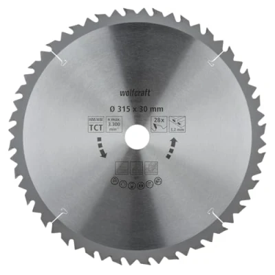 Immagine di Wolfcraft 6742000 Lama circolare in metallo duro 315 x 30 mm Numero di denti: 28 1 pz.