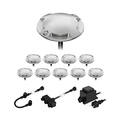 Immagine di ledscom.de Lampada da terra a LED Bunda, 4 lampade, per esterni, passabile, bianco caldo, set di 10