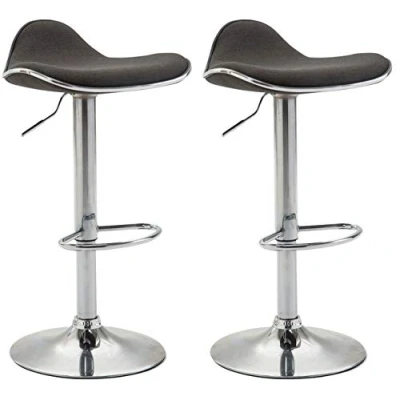 Immagine di CLP Set 2 Sgabelli Bar Shanghai in Stoffa I Coppia Alti Cucina Girevoli E Regolabili 60 80 CM Sedie Design Imbottite, Colore:Grigio Scuro