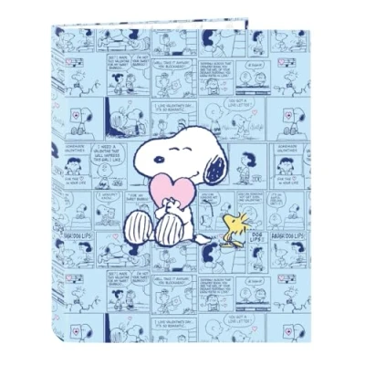 Immagine di SNOOPY LOVE Cartella con fogli 4 anelli, ideale per bambini di diverse età, comoda e versatile, qualità resistenza, 26,5 x 33 cm, Blu chiaro, M, Casual