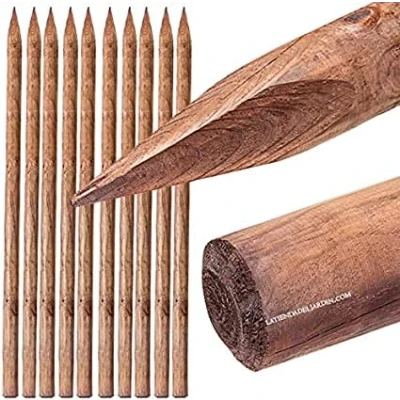 Immagine di Suinga Set di 10 Pali Tutoree in legno con punta da 150 cm, diametro 5 cm. Supporto per alberi. Costruzione recinzioni, recinti, pergole, agricoltura