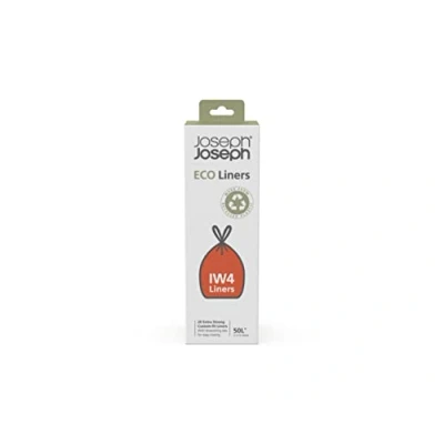 Immagine di Joseph IW4 Sacchetti Imondizia Ecologici in Plastica Riciclata, per Rifiuti da Cucina con Manici a Coulisse, Extra Resistenti Confezione 20, 50 Litri, Grigio