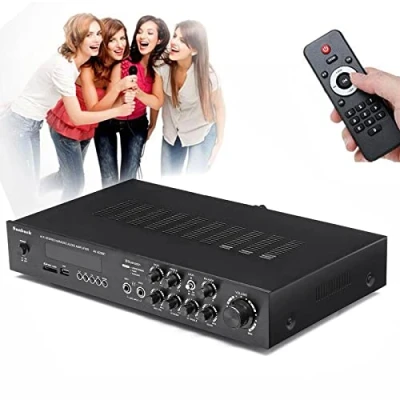 Immagine di amplificatore HiFi Bluetooth digitale a 5 canali, stereo Fm USB, completo con telecomando, di potenza audio, volume microfono regolabile 600 W