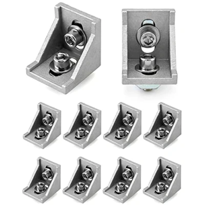 Immagine di QWORK 10 Pezzi staffa angolare in Lega di Alluminio, alluminio 40x40, per profilo a parete materiale montaggio