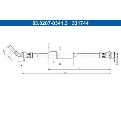 Immagine di ATE 83.8207 0341.3 Tubi Freno 353mm M10x1,5mm FORD: Puma SUV 1.0 EcoBoost mHEV, 1.5 EcoBlue, ST EcoBoost, Flexifuel, mHEV