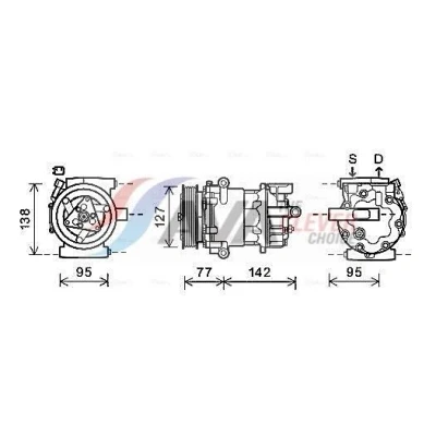Immagine di AVA COOLING SYSTEMS FDAK469 compressore Aria Condizionata SD7V16 12V PAG 46 R134a con olio PAG, innesto elettromagnetico, diodo