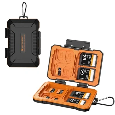 Immagine di K&amp;F Concept 25 Slot Memory Card Case Custodia per il trasporto impermeabile e antiurto, capacità 4 CF o XQD, SD, 12 TF, CFexpress, 2 Nano SIM, Micro 1 SIM