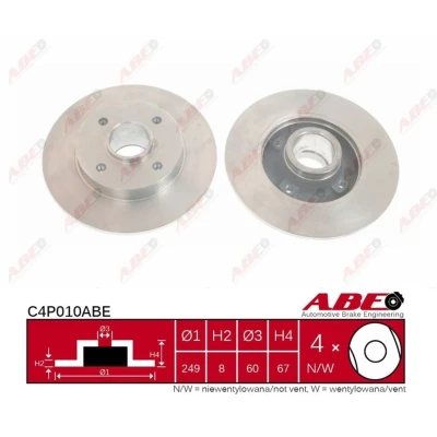 Immagine di ABE Disco freno PEUGEOT: 208 I Hatchback, 207 307 CITROËN: C3 Picasso, II, DS3 Hatchback Assale posteriore 9mm 4 pieno