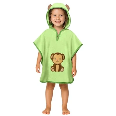 Immagine di LAYNENBURG Asciugamano da bagno bambini cappuccio 100% cotone OEKO TEX bambino Ragazzi Ragazze telo mare poncho spugna 1 3 anni/Scimmia