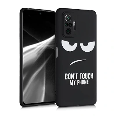 Immagine di kwmobile Cover Compatibile con Xiaomi Redmi Note 10 Pro Custodia in Silicone TPU Protettiva Soft Case Don&#039;t touch my phone bianco/nero