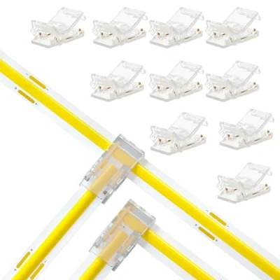 Immagine di YUTOKEER set di collegamento a strisce LED 2 poli, 10 mm, completo da pezzi, con connettori forma L e T per SMD/COB (2 mm)