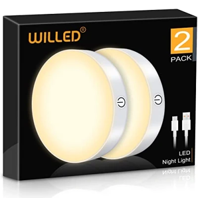 Immagine di WILLED 3000 K Luce Notturna LED Interna, armadio, luci ricaricabili a batteria, bastone magnetico su per armadietti, armadi, cucina, camera da letto (confezione 2)