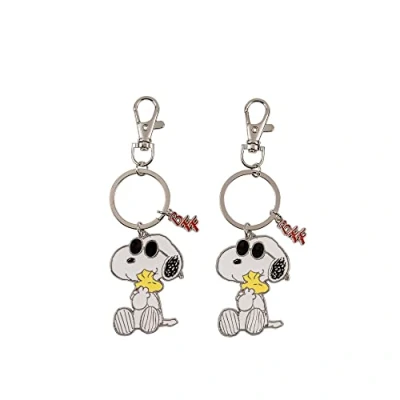 Immagine di Peanuts Snoopy Set di portachiavi BFF bianco, giallo e argento, Bianco nero, Taglia unica
