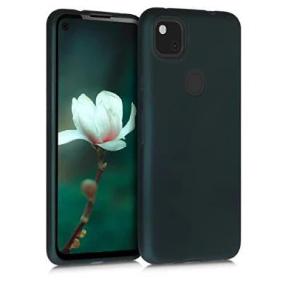 Immagine di kwmobile Custodia Compatibile con Google Pixel 4a Cover Back Case Morbida Protezione in Silicone TPU Effetto metallizzato petrolio