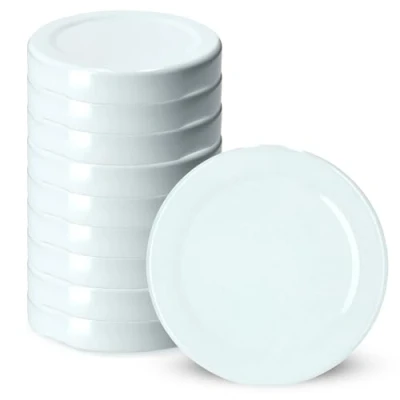 Immagine di KADAX tappo a vite per bicchieri, di ricambio da 38 mm, coperchio Twist Off in metallo, barattoli conserve, bottiglie e vasetti vetro (bianco, 10 pezzi)