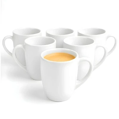 Immagine di Glasmark Krosno Set di 6 tazze da caffè in ceramica con manico, 300 ml, colore: Bianco