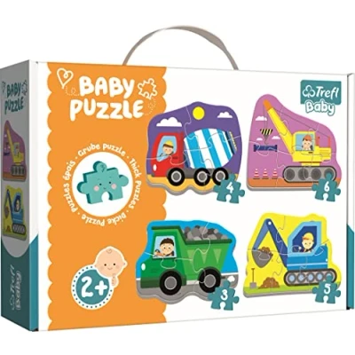 Immagine di Trefl Puzzle Veicoli in Cantiere da 3 a 6 Pezzi, 4 Set, per Bambini 2 Anni, Colore