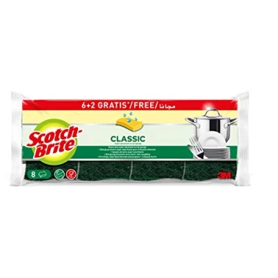 Immagine di Scotch Brite Spugna abrasiva in cellulosa Classic, 6 p.zi + 2 gratis per conf.