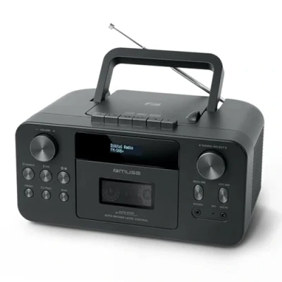 Immagine di MUSE Radio portatile DAB+ con lettore CD Bluetooth, CD, FM, ingresso auricolari, AUX In, display LCD, streaming musicale, nero (M 182DB)