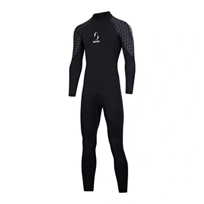Immagine di ZCCO Wetsuites, pelle da uomo in neoprene di alta qualità, 3 mm, per pesca subacquea, snorkeling, surf, canoa, immersioni subacquee (uomo nero, L)