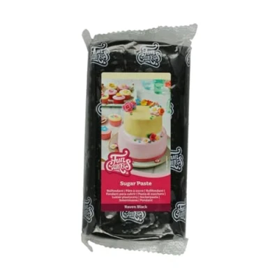Immagine di FunCakes Pasta di Zucchero Raven Black: facile da usare, liscia, flessibile, morbida e pieghevole, perfetta per decorare torte, halal, kosher senza glutine 1000 g