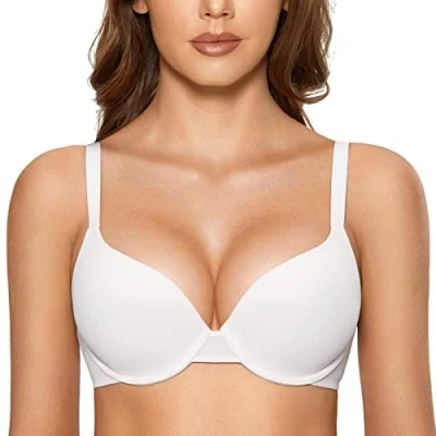 Immagine di DOBREVA Donna Push up T Shirt Reggiseno con Imbottito Ferretto Bianco 4C