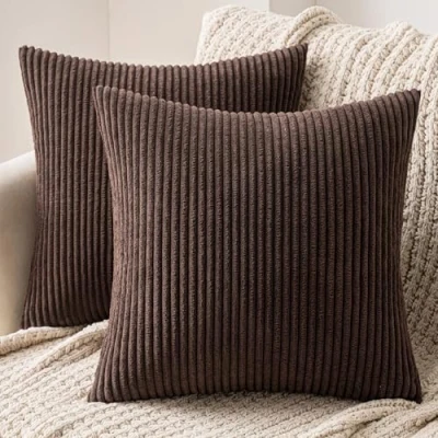 Immagine di MIULEE Confezione da 2 Fodere in Velluto a Coste Decorative Federe Morbido Copricuscini Cuscino Moderne Comodo Robusto per Camera Divano Letto 40 X cm Cioccolato