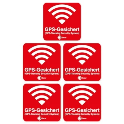 Immagine di &#039;5 pezzi di &quot;Alarm, GPS, isecur®, alarmgesichert, 40 X 40 mm, Art. Hin _ 69 _ interno, Nota su Backup innenklebend per vetri, Auto, Moto, camion, edilizia