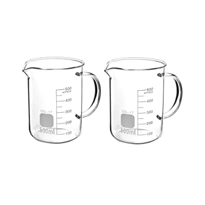 Immagine di QWORK® 500ml Beaker Mug with Handle, Borosilicate Glass Measuring Cup, 2 Pack