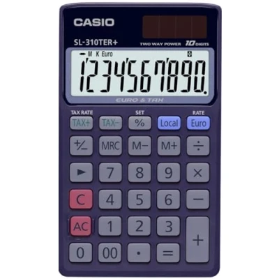 Immagine di Casio SL 310TER+ calcolatrice tascabile Display a 10 cifre, con euroconvertitore, blu