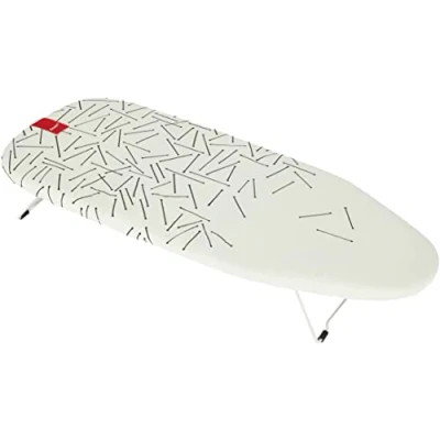 Immagine di Rayen ASSE da Stiro Tavolo Spazio Minimo ripiegato con Rete Metallica Valido per Essere Appeso Stampare, Metallo, Stampato, 73.5 X 31.5 cm