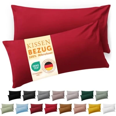 Immagine di Blumtal Federe Cuscini Divano 40x60 cm Set di Copricuscini per Divani in Microfibra a 2 Pezzi con Chiusura Zip, certificati Oeko Tex, extra morbidi e lavabili Rosso