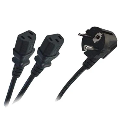 Immagine di odedo®, cavo di rete a Y con 1 presa Schuko ad angolo retto su 2 prese C13/IEC13, da 1,5 m, per apparecchi freddo