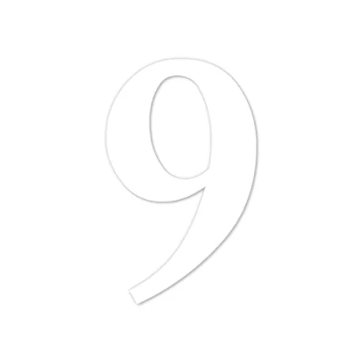 Immagine di Adesivo con numeri n. 9 in bianco, altezza 10 cm, numero di casa autoadesivo, da incollare, per esterni, cassetta delle lettere, porta I resistente alle intemperie, kfz_463_9