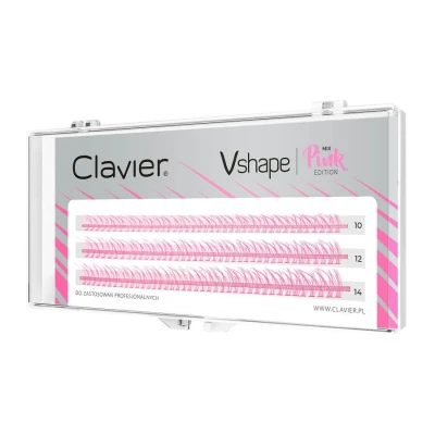 Immagine di Clavier ciglia artificiali in ciuffi V Shape Fishtail C Curl colorati Effetto Kardashian 10 un ciuffo Diverse lunghezze da a 14 mm Edizione colori Rosa