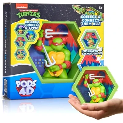 Immagine di WOW! PODS Tartarughe Ninja 4D Raffaello, Unico Collegabile Collezionabile Figura Bobble head che esplode dal loro mondo nel tuo, esposizione a parete o mensola, Turtles Giocattoli e regali,