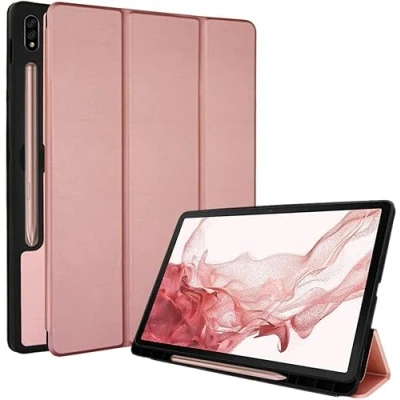 Immagine di TECHGEAR Cover Compatible con Samsung Galaxy Tab S8 11&quot; 2023 (SM X710 / SM X716) Custodia Smart Tri Fold [Compatibile Penna] Protezione d&#039;angolo [Sveglia Automatica] Grigio