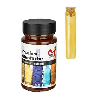 Immagine di Ideen mit Herz Colore vetro di alta qualità, trasparente, impermeabile, 90 ml (giallo oro)