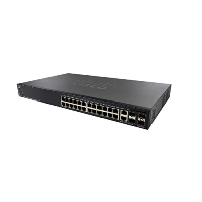 Immagine di Switch gestito impilabile Cisco SG550X 24 con porte Gigabit Ethernet (GbE), 2 x 10 G combinate, SFP+, routing dinamico L3, protezione limitata a vita (SG550X K9 EU)