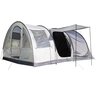 Immagine di Skandika Simo 4 persone Tenda familiare a tunnel, fondo cucito, colonna d&#039;acqua 3000 mm, cabine oscurate, zanzariera, 3 ingressi (450 x 260 cm)
