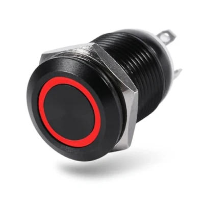 Immagine di Keenso interruttore a pulsante di alimentazione LED, 12 mm, impermeabile, in metallo, tipo momentaneo, auto resettante, placcato, apertura/chiusura,