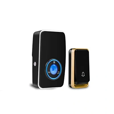 Immagine di 【Nessuna batteria richiesta】AURTEC Campanello Senza Fili da Esterno Impermeabile IP44,Indicatore LED, 1 Trasmettitore Pulsante e Ricevitori, 4 Volume Regolabile, 51 Suonerie (Nero)