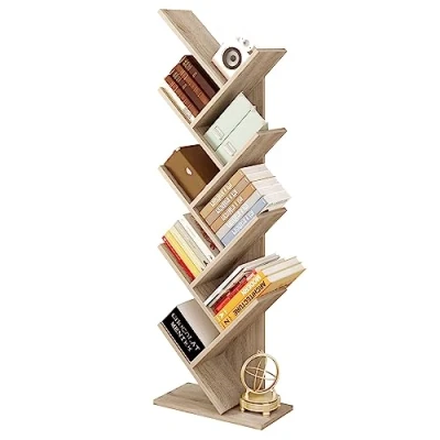 Immagine di EUGAD Libreria ad Albero Moderna Scaffale Salvaspazio a 9 Ripiani in Legno Porta Libri per Soggiorno Camera Studio Chiaro, 40x20x127cm,0041SHG
