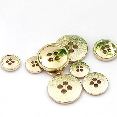 Immagine di Bottoni in metallo dorato per vestito con 4 fori rotondi da cucire sul retro, confezione 10, Gold, 11 mm
