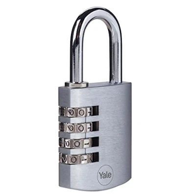 Immagine di Yale Lucchetto in ottone cromato a combinazione Y151B/40/130/1 argento, corpo 40mm, arco acciaio, 4 cifre