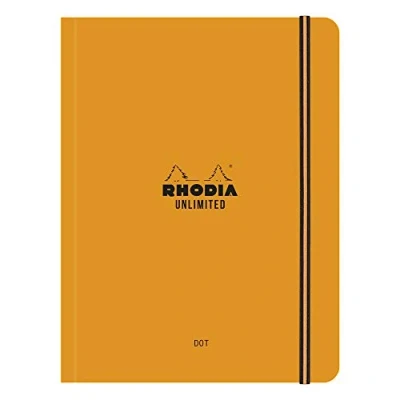 Immagine di RHODIA 118968C Taccuino con Elastico Unlimited arancione A5+ Puntinato Dot 120 pagine Staccabili Carta Clairefontaine bianca 80 g/m Copertina Touch Vellutata
