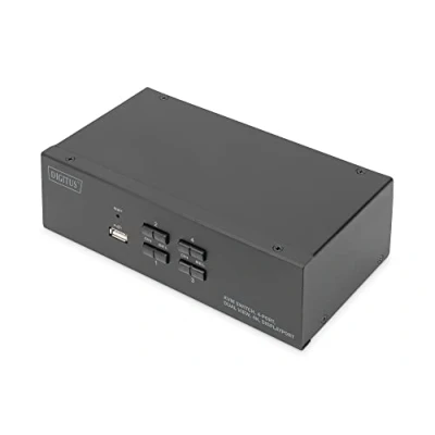 Immagine di Digitus DS 12882 4 Porte Switch KVM Display Port Tastiera, USB 1920 x 1080 Pixel, 1200 1280 1440 2560